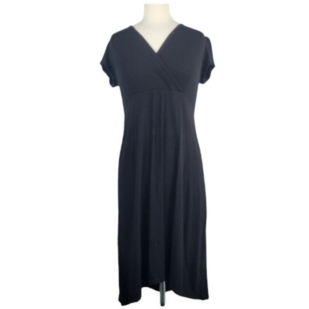 Eileen Fisher Stretch Jersey Knit Faux Wrap Dress Black Size XS